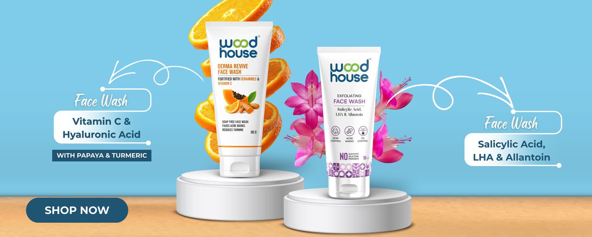 Wood House advanced face washes, nature-powered skincare
