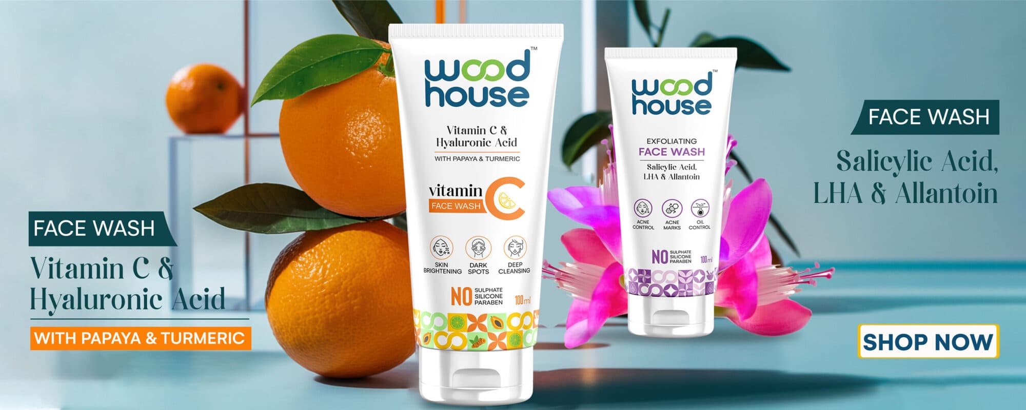 Wood House Vitamin C & Salicylic face washes, shop now